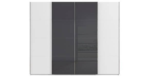 SCHWEBETÜRENSCHRANK 271/235/68 cm 4-türig Grau, Weiß  - Chromfarben/Weiß, KONVENTIONELL, Glas/Holzwerkstoff (271/235/68cm) - Novel