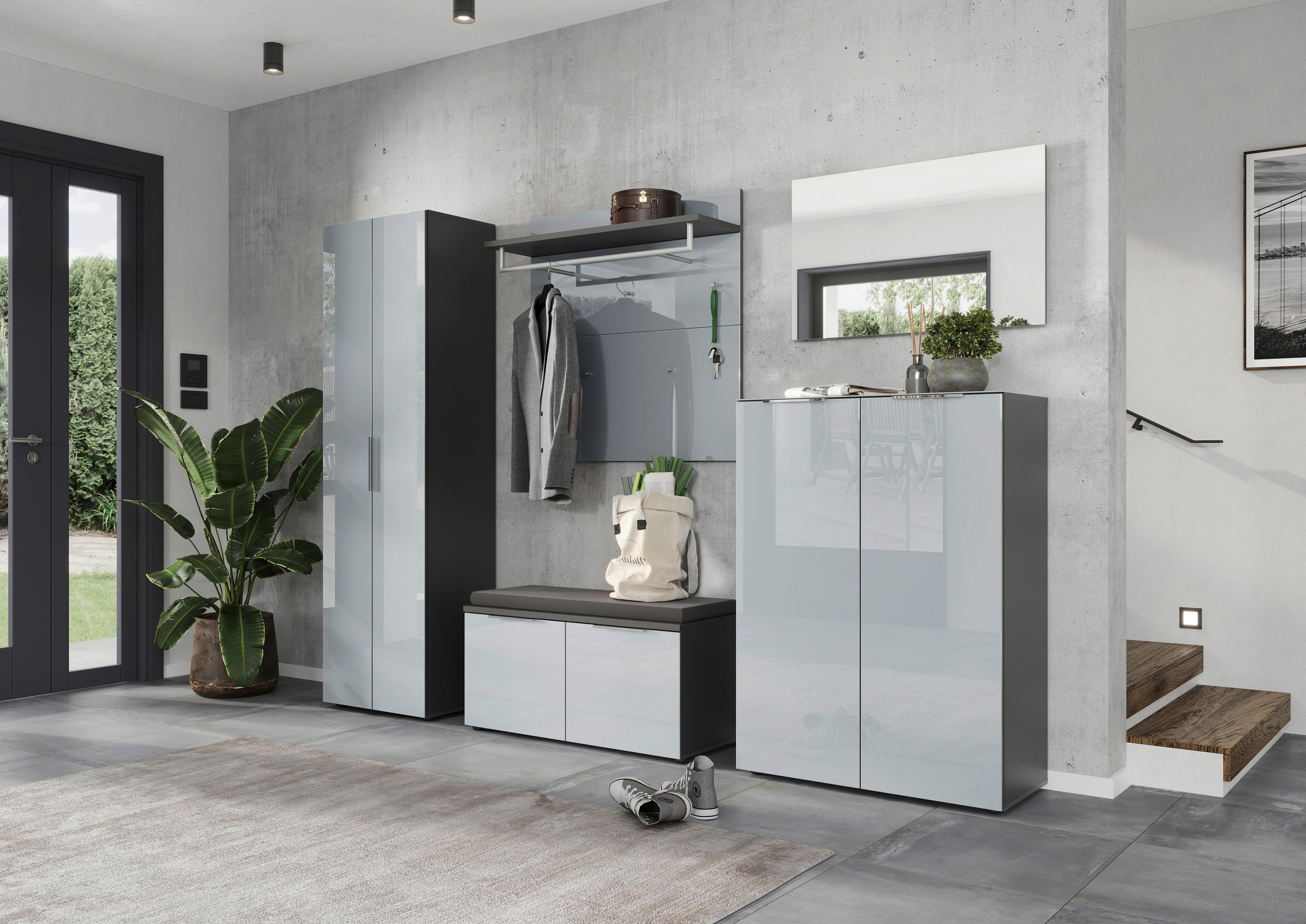 Germania Garderobenschrank Graphit, Silber 59x197x40 cm