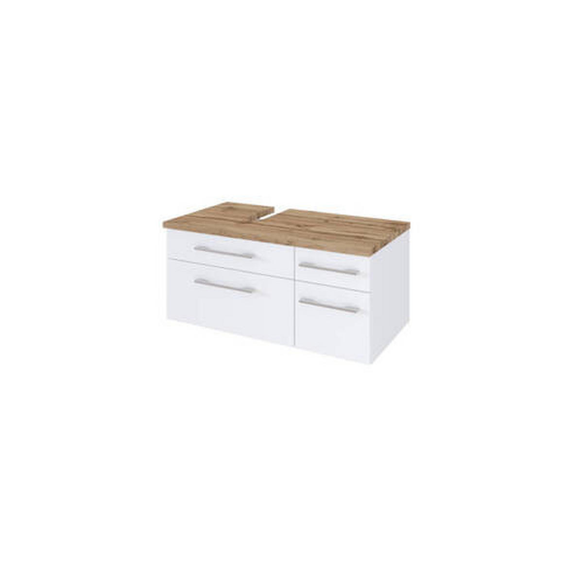 WASCHTISCHUNTERSCHRANK  - Alufarben/Weiß, KONVENTIONELL, Holzwerkstoff/Metall (90/41/47cm) - Xora