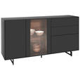 SIDEBOARD Anthrazit 174/80/44 cm - Anthrazit, Natur, Glas/Holz (174/80/44cm) - Valnatura