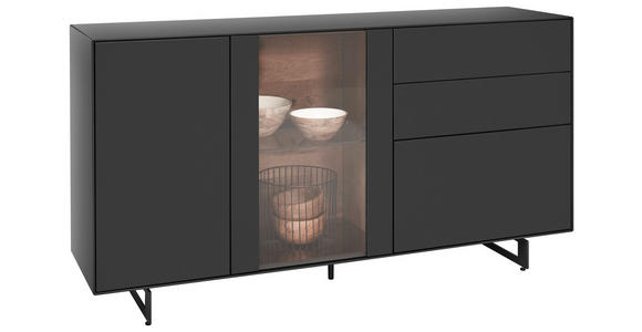 SIDEBOARD in 174/80/44 cm - Anthrazit, Natur, Glas/Holz (174/80/44cm) - Valnatura