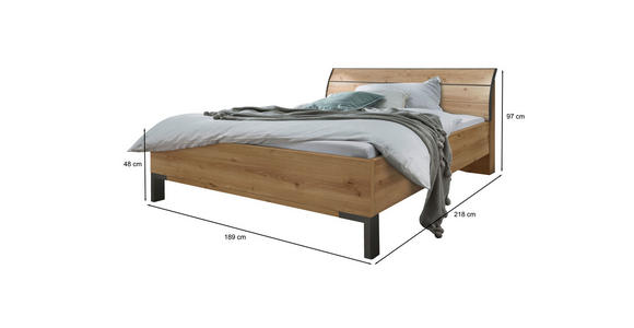 BETT 180/200 cm  in Eiche Bianco  - Schieferfarben/Eiche Bianco, Design, Holzwerkstoff/Metall (180/200cm) - Dieter Knoll