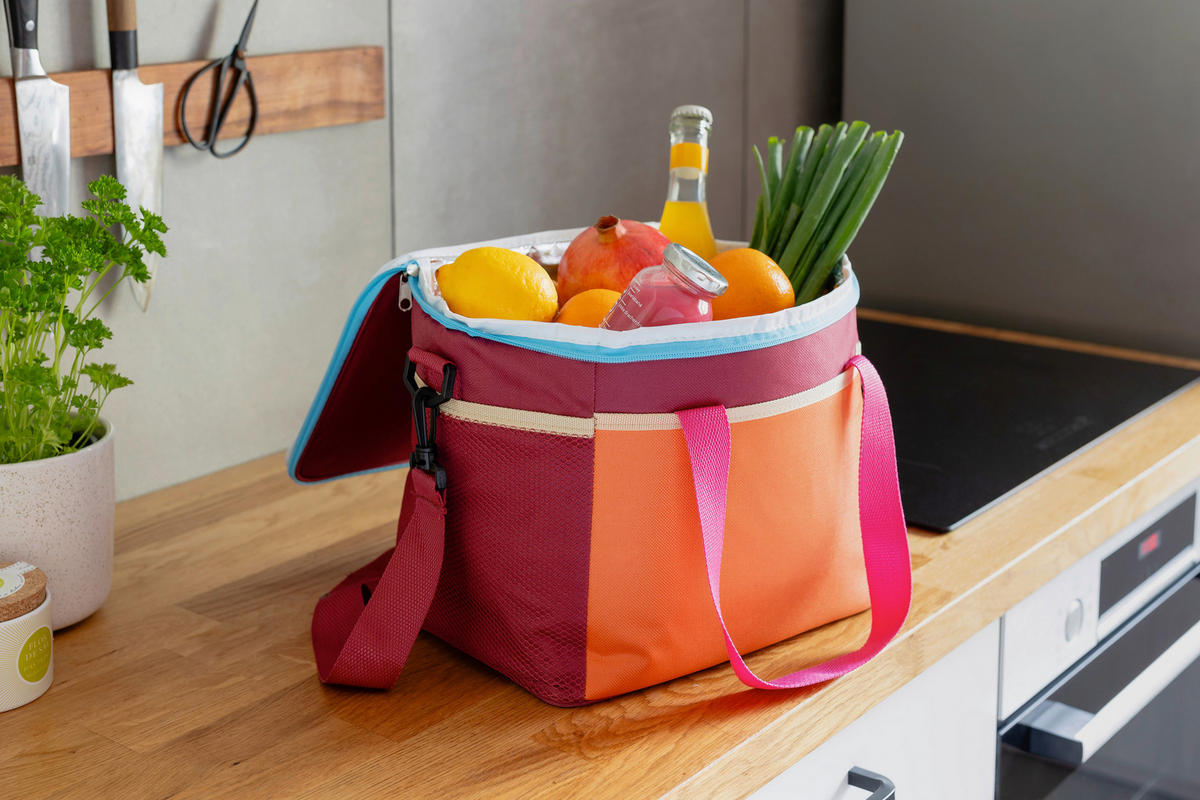 KÜHLTASCHE - Bordeaux/Gelb, Basics, Textil (30/22/25cm)