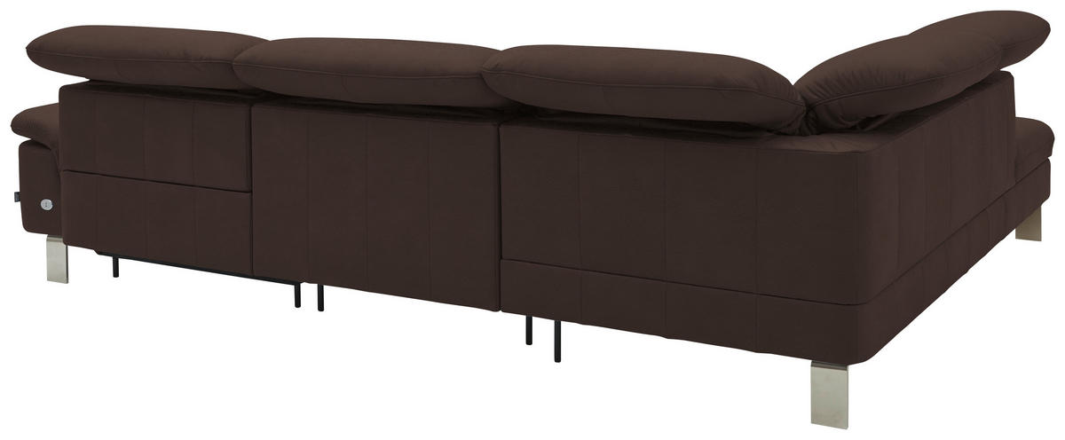 ECKSOFA in Echtleder Dunkelbraun  233/309 cm  - Edelstahlfarben/Dunkelbraun, Design, Leder/Metall (233/309cm) - Dieter Knoll