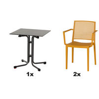 GARTENGARNITUR 3-teilig Stahl  - Gelb, Basics, Kunststoff/Metall (65/80/65cm) - Siena Garden
