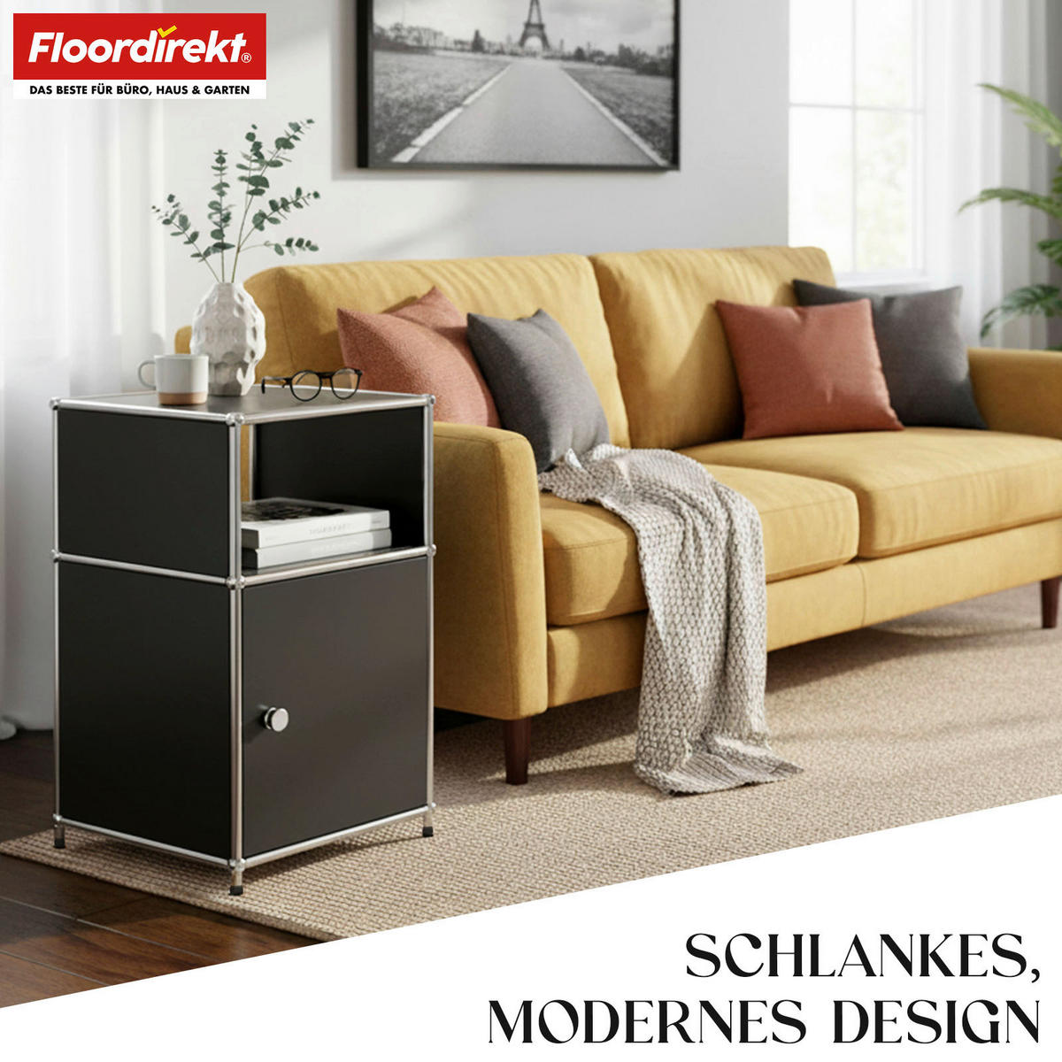 STANDREGAL Schwarz  - Schwarz, Basics, Metall (40/65/40cm) - Floordirekt