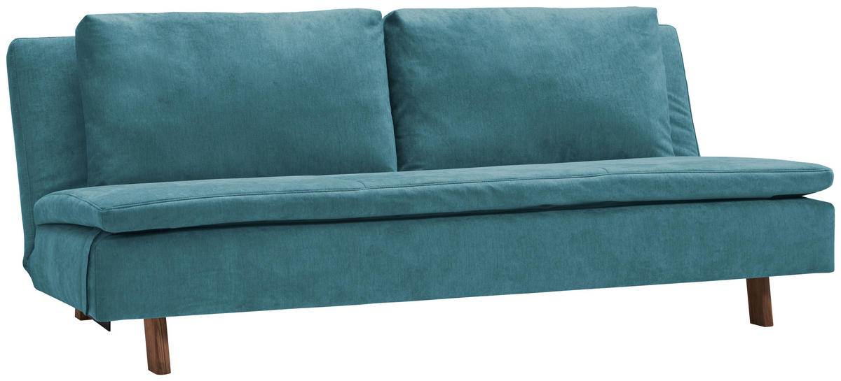 SCHLAFSOFA Flachgewebe Petrol  - Eichefarben/Petrol, KONVENTIONELL, Holz/Textil (205/85/98cm) - Carryhome