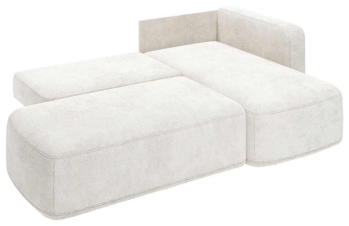 ECKSOFA Naturfarben Chenille Rückenkissen, Bettkasten, Schlaffunktion, Rücken echt, Liegefläche im Originalstoff  - Schwarz/Naturfarben, KONVENTIONELL, Kunststoff/Textil (244/160cm) - Milino