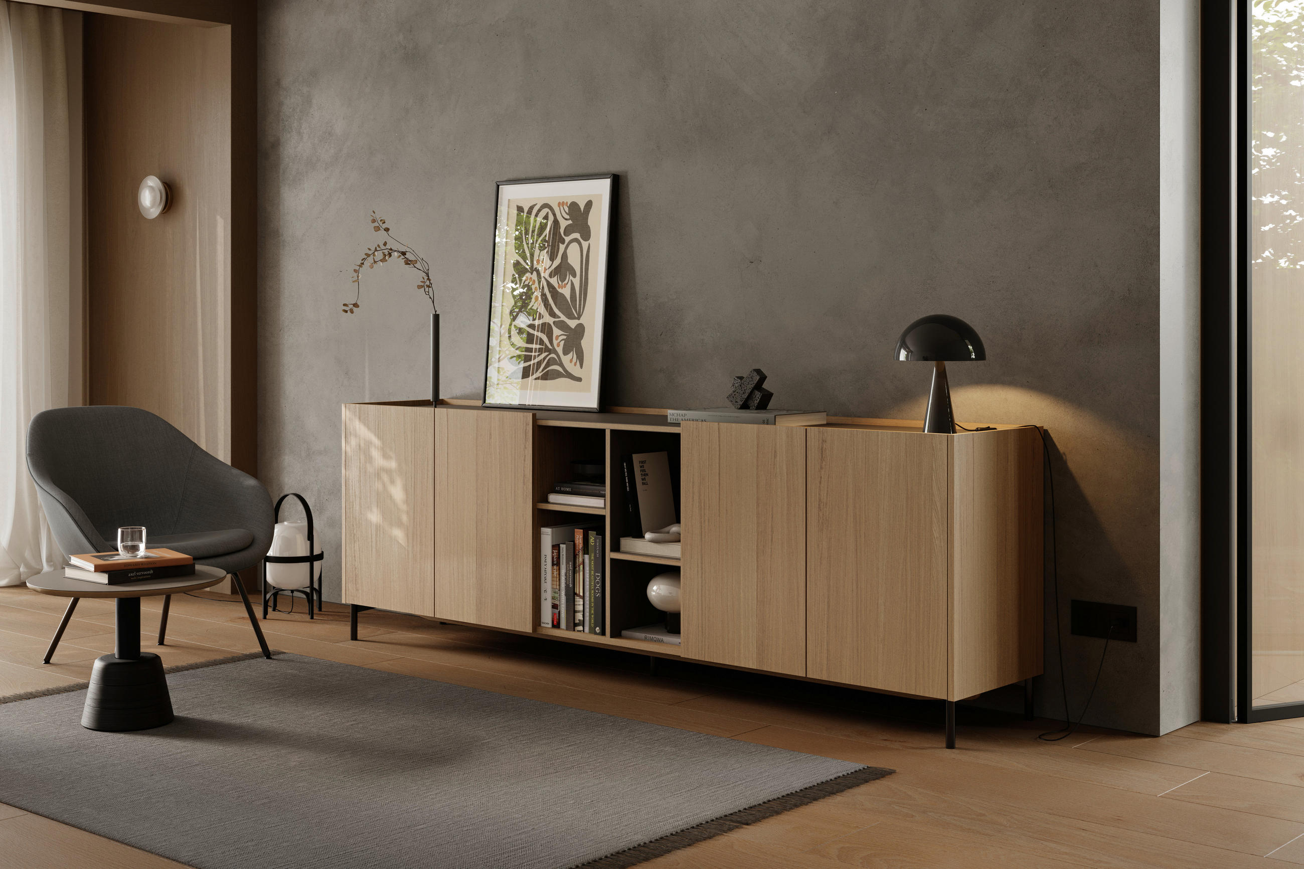 SIDEBOARD Braun, Eichefarben  243,8/81,9/47,5 cm  - Eichefarben/Schwarz, Natur, Naturmaterialien/Holz (243,8/81,9/47,5cm) - Walden