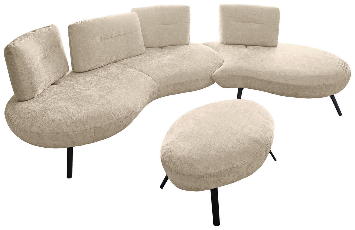HOCKER Flachgewebe Creme  - Creme/Schwarz, Design, Textil/Metall (117/43/78cm) - Moderano