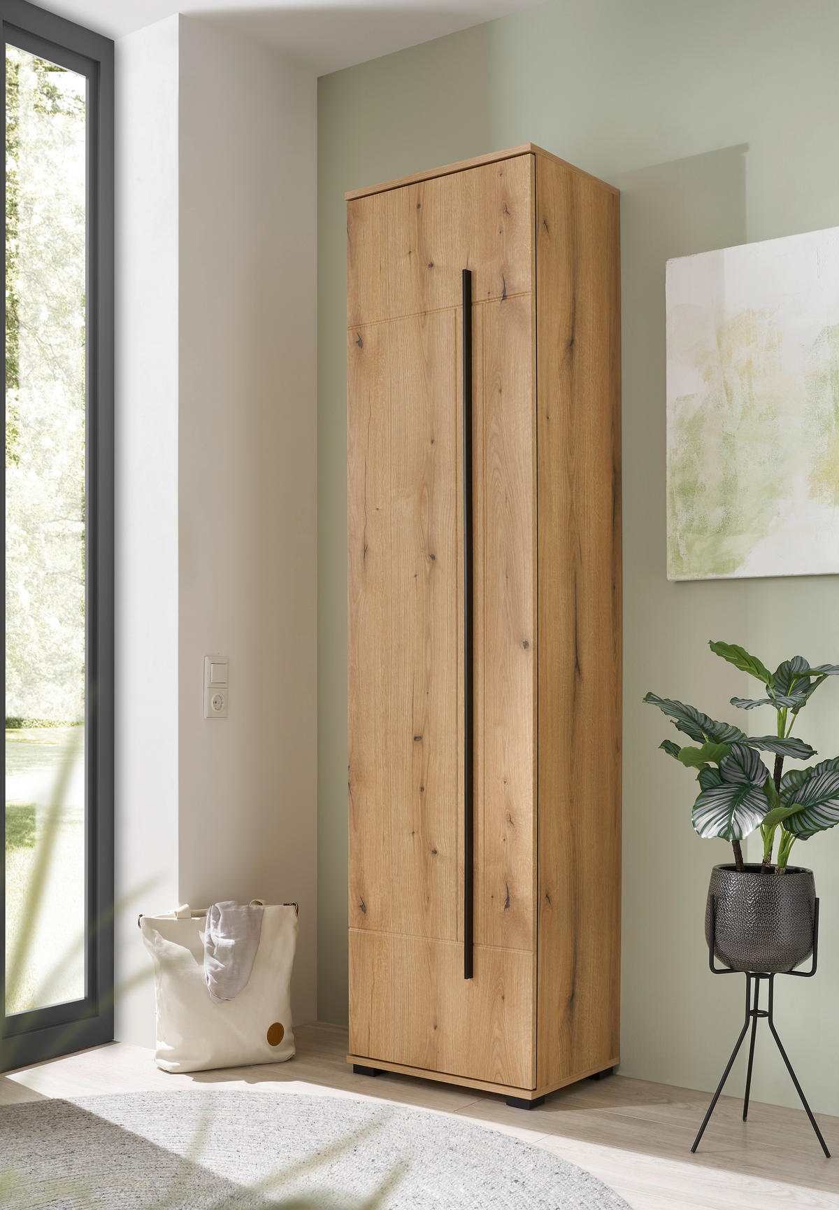 MEHRZWECKSCHRANK 50/201/39 cm  in Eichefarben  - Eichefarben/Schwarz, MODERN, Holzwerkstoff/Kunststoff (50/201/39cm) - MID.YOU