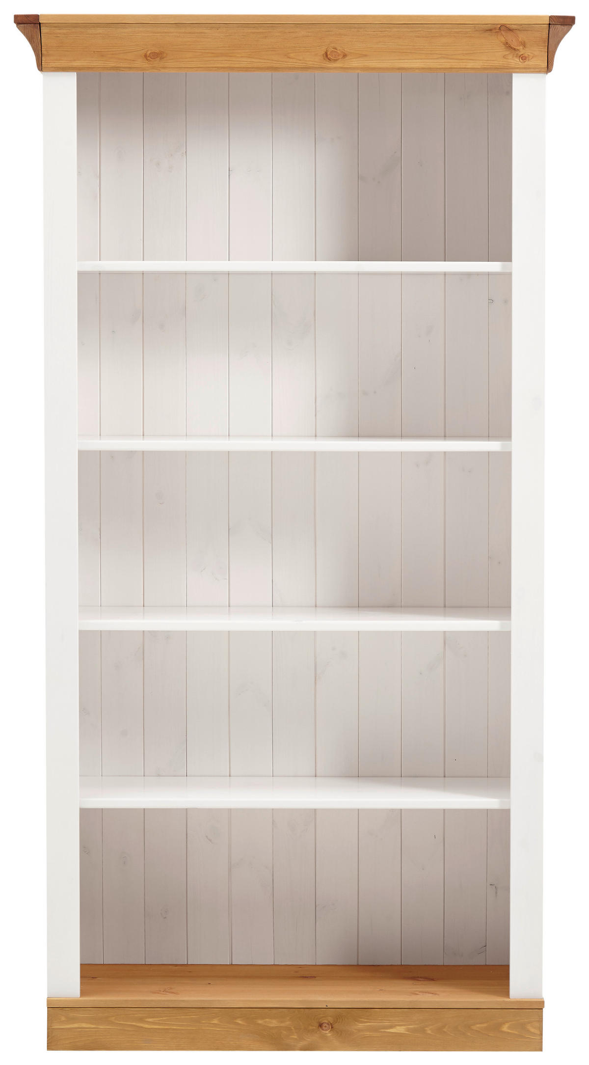 REGAL Kiefer massiv Laugenfarbig, Weiß  - Laugenfarbig/Weiß, ROMANTIK / LANDHAUS, Holz (108/202/38cm) - Boxxx