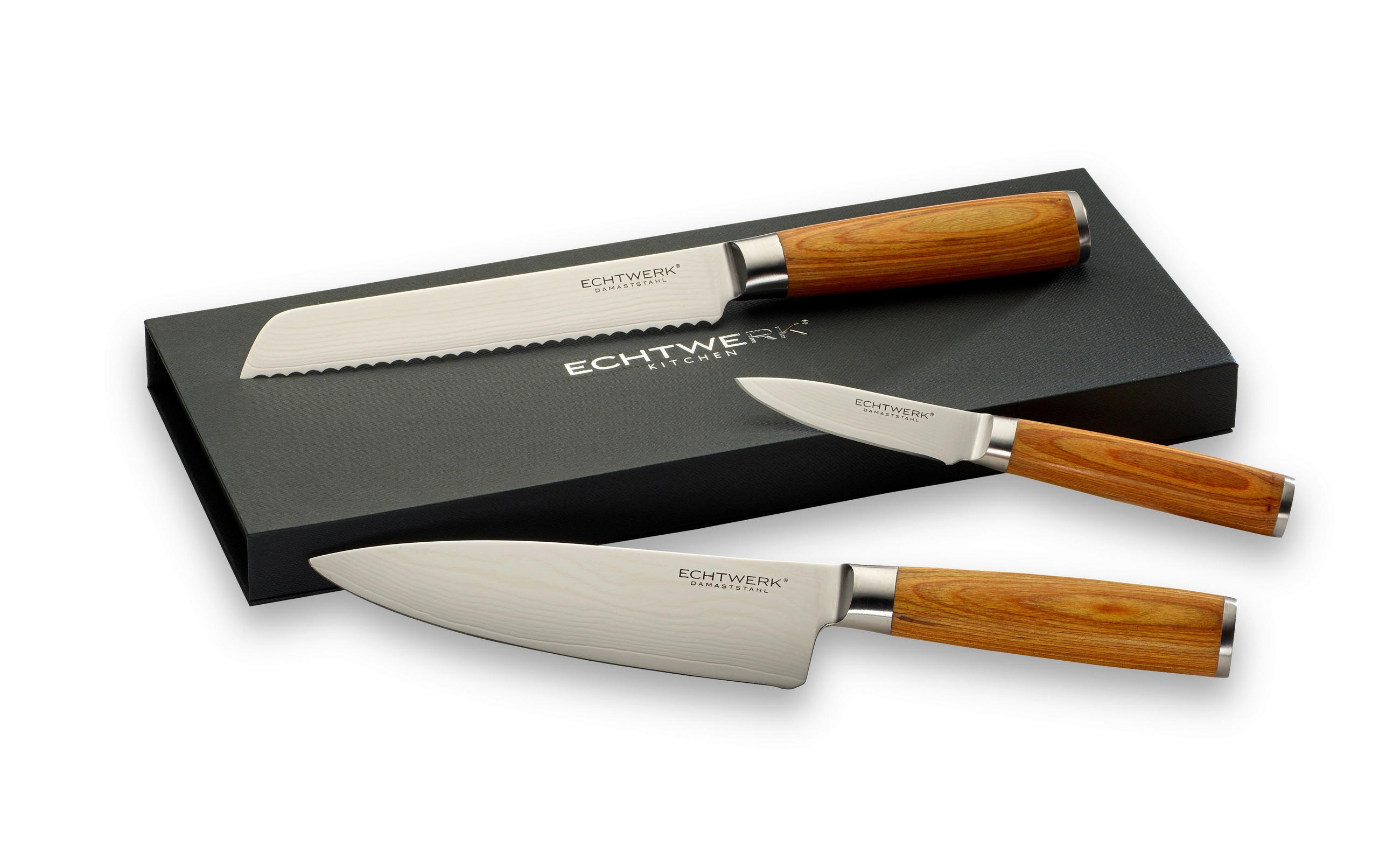 Thumbnail - Echtwerk Messerset Echtwerk, Silber, Kunststoff, 3-teilig, ergonomischer Griff, rutschfester rostfrei, Kochen, Küchenmes...