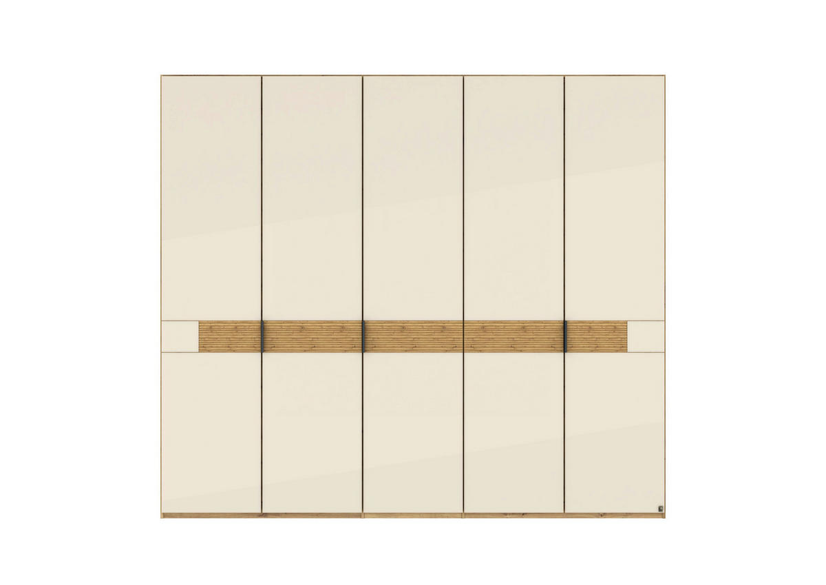 DREHTÜRENSCHRANK 250/216/58 cm,  in Champagner, Eiche Bianco, 5 Tür(en)  - Schieferfarben/Eiche Bianco, Design, Glas/Holz (250/216/58cm) - Musterring