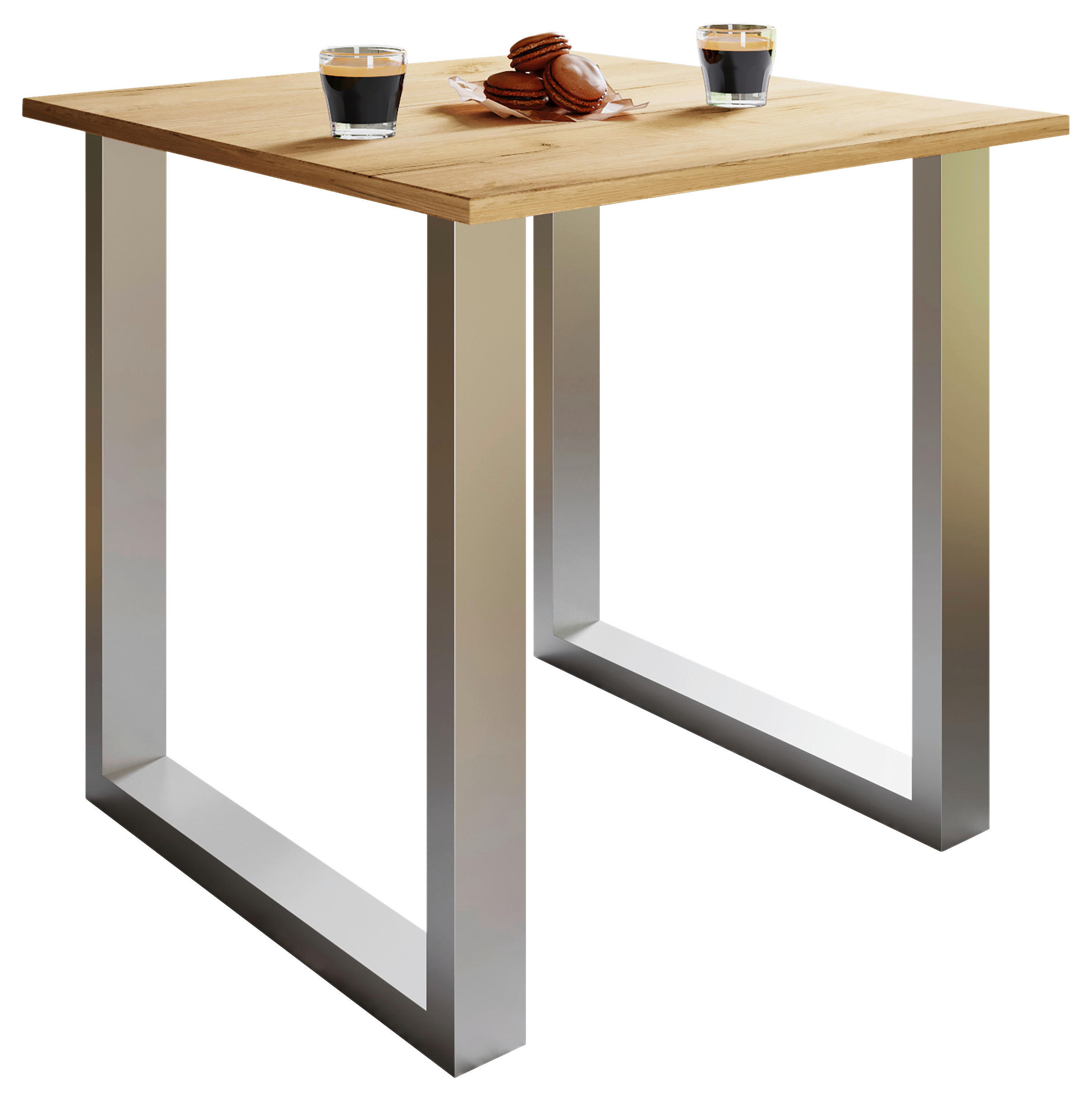 ESSTISCH in Metall, Holzwerkstoff 80/80/76 cm  - Honigeiche/Silberfarben, Design, Holzwerkstoff/Metall (80/80/76cm) - MID.YOU