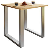 ESSTISCH in Metall, Holzwerkstoff 80/80/76 cm  - Honigeiche/Silberfarben, Design, Holzwerkstoff/Metall (80/80/76cm) - MID.YOU