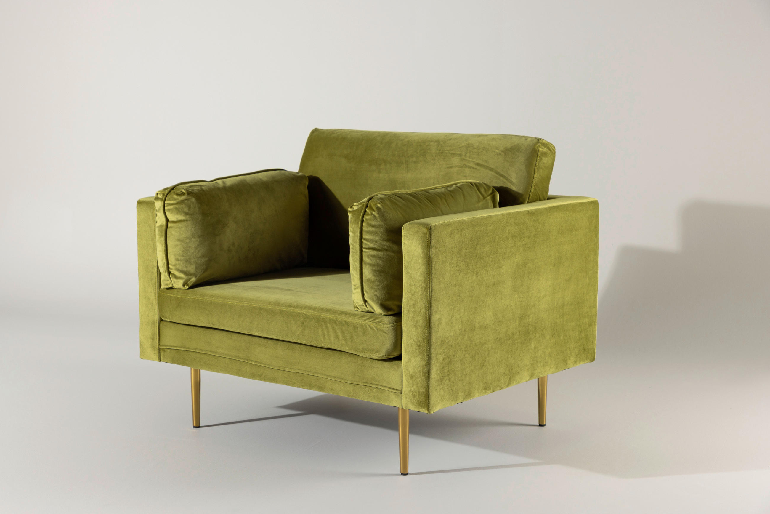 FÅTÖLJ i metall, textil grön, guldfärgad  - grön/guldfärgad, Design, metall/textil (110/84/86cm) - Livetastic