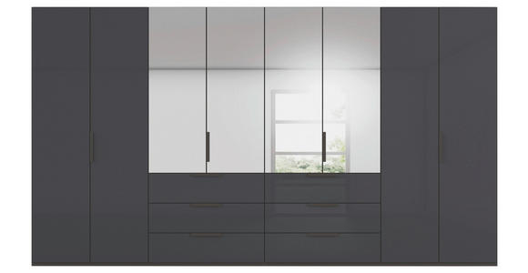 DREHTÜRENSCHRANK 400/223/61 cm,  in Graphitfarben, 8-türig  - Graphitfarben, Basics, Glas/Holzwerkstoff (400/223/61cm) - Novel