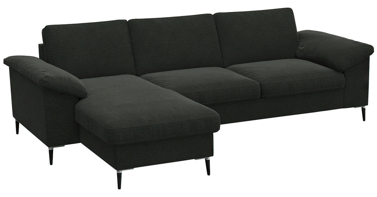 ECKSOFA Waldgrün Flachgewebe  - Waldgrün/Alufarben, Design, Textil/Metall (159/242cm) - Livetastic