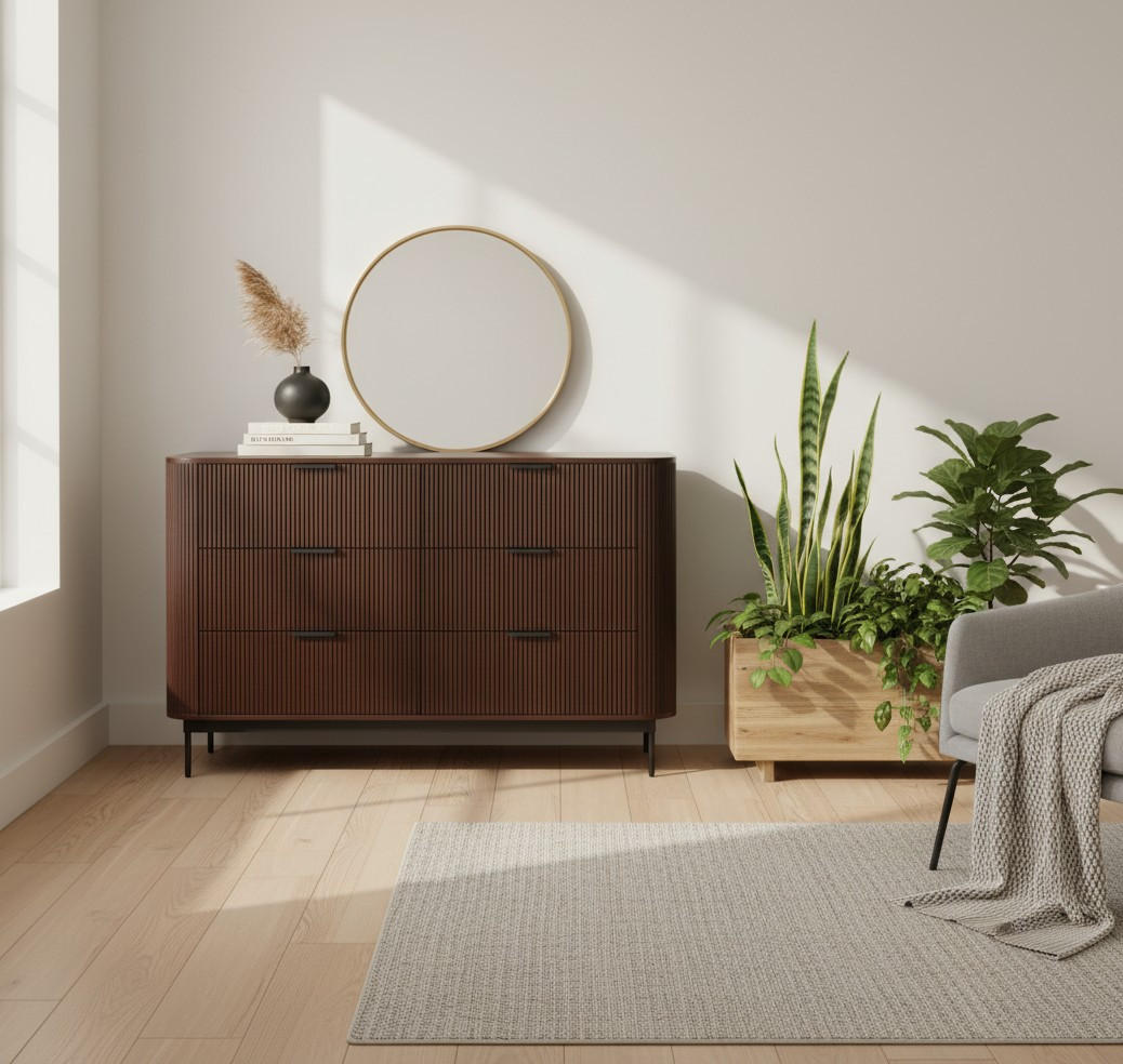 SIDEBOARD  140/85/40 cm 6 Schublade(n)  - Walnussfarben/Schwarz, KONVENTIONELL, Holz/Metall (140/85/40cm) - Livetastic