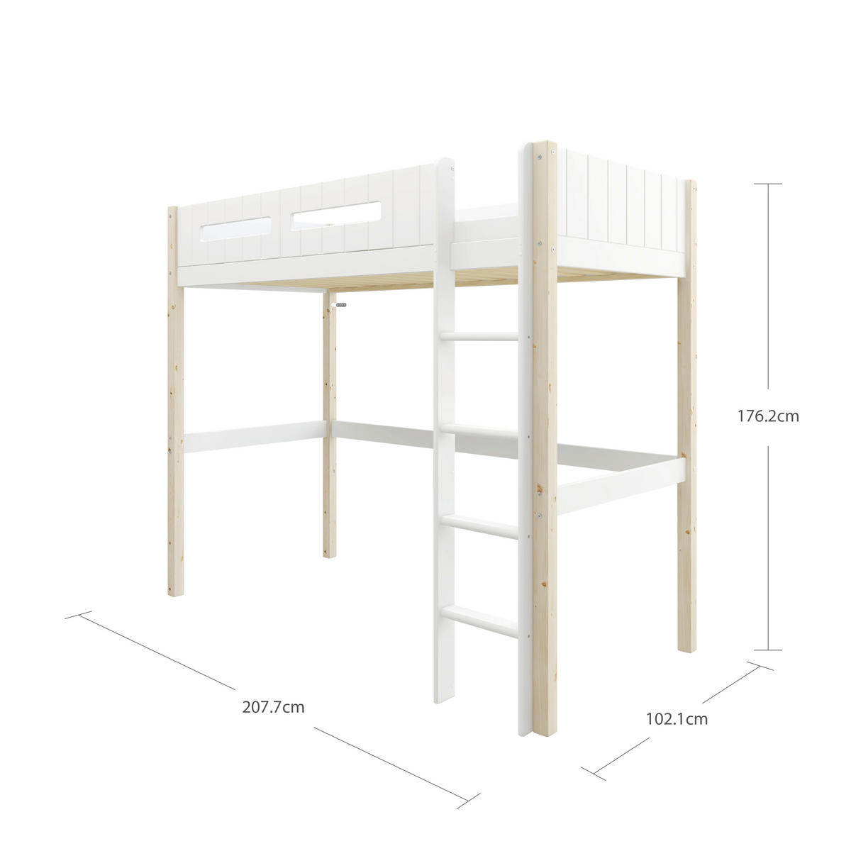 HOCHBETT 90/200 cm,  in Absturzsicherung, Leiter, Rollrost  - Weiß/Kieferfarben, MODERN, Holz (90/200cm) - Chameo