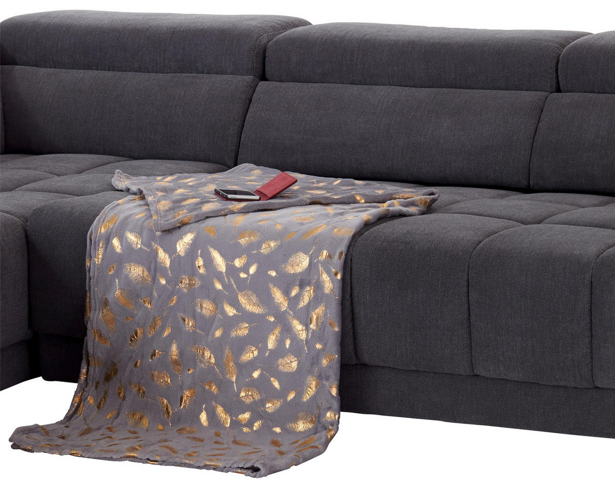 Wohnlandschaft "Hogan" , in Webstoff Grau  - Silberfarben/Grau, Modern, Holz/Textil (212/299cm) - Livetastic