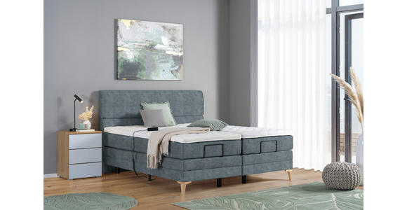 BOXSPRINGBETT 180/200 cm  in Dunkelgrau  - Eichefarben/Dunkelgrau, KONVENTIONELL, Holz/Textil (180/200cm) - Voleo