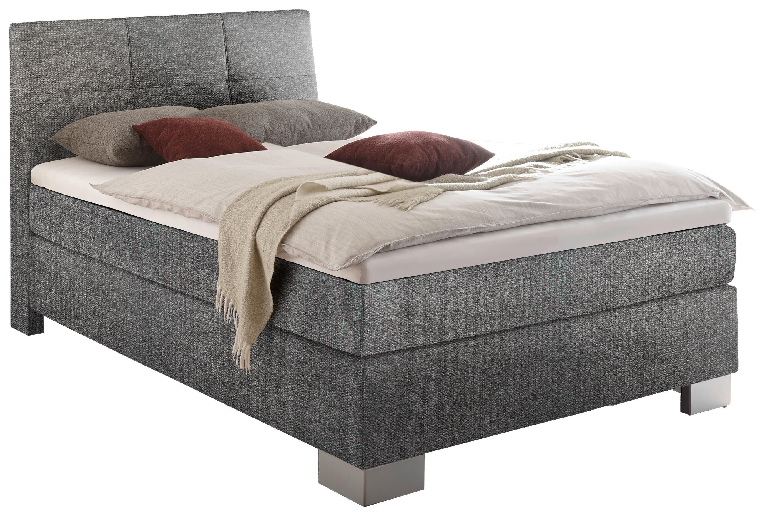 BOXSPRINGBETT 120/200 cm in Grau - Silberfarben/Grau, KONVENTIONELL, Holz/Textil (120/200cm) - Voleo