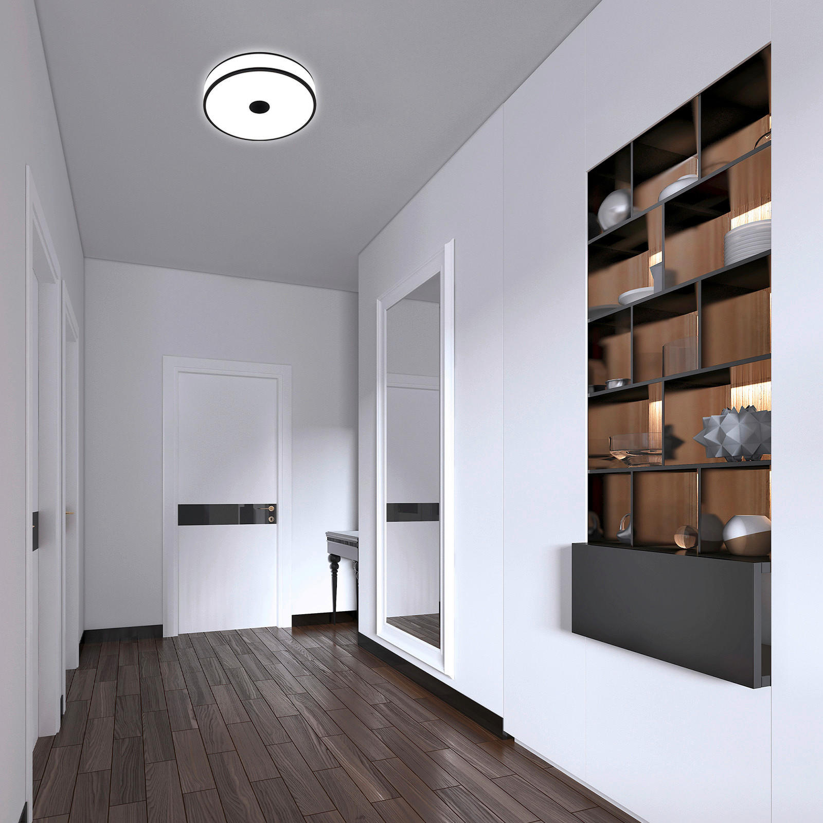 STROPNÍ LED SVÍTIDLO, 38/9,5 cm  - bílá/černá, Design, kov/plast (38/9,5cm)