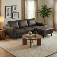 ECKSOFA Echtleder Fango  - Fango/Schwarz, Design, Leder/Metall (166/238cm) - Livetastic