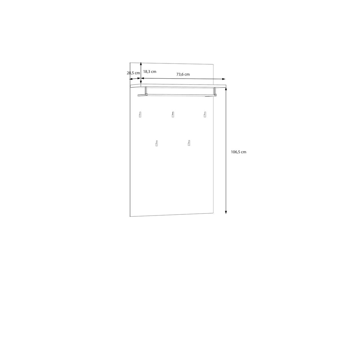 GARDEROBENPANEEL  in 74/127/30,7 cm  - Sandfarben/Grau, MODERN, Holzwerkstoff/Metall (74/127/30,7cm) - Carryhome