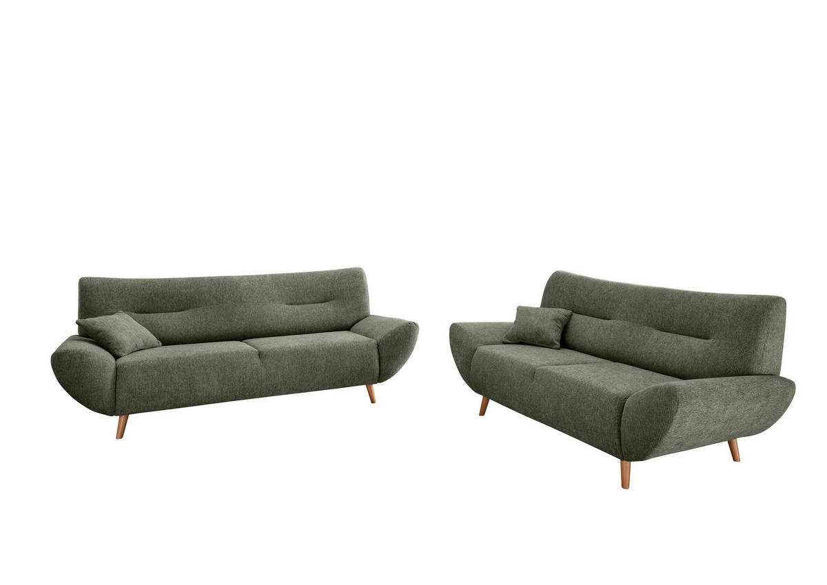 2-SITZER-SOFA in Chenille Dunkelgrün  - Wildeiche/Dunkelgrün, Modern, Holz/Textil (173/81/90cm) - MID.YOU