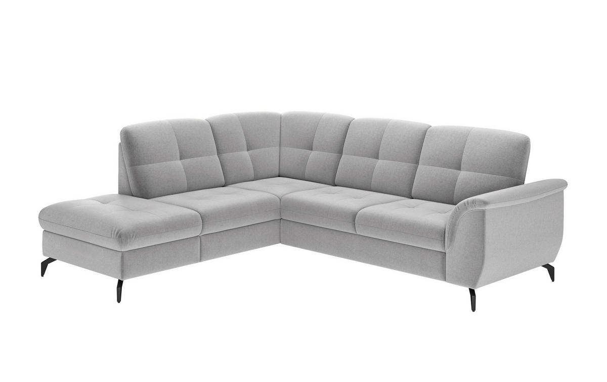 ECKSOFA in Flachgewebe Hellgrau  - Hellgrau/Schwarz, Modern, Textil/Metall (212/244cm) - Sit & More