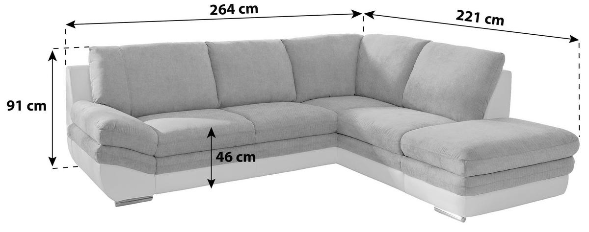 WOHNLANDSCHAFT in Grau, Dunkelgrau  - Chromfarben/Dunkelgrau, Modern, Textil/Metall (264/221cm) - MID.YOU