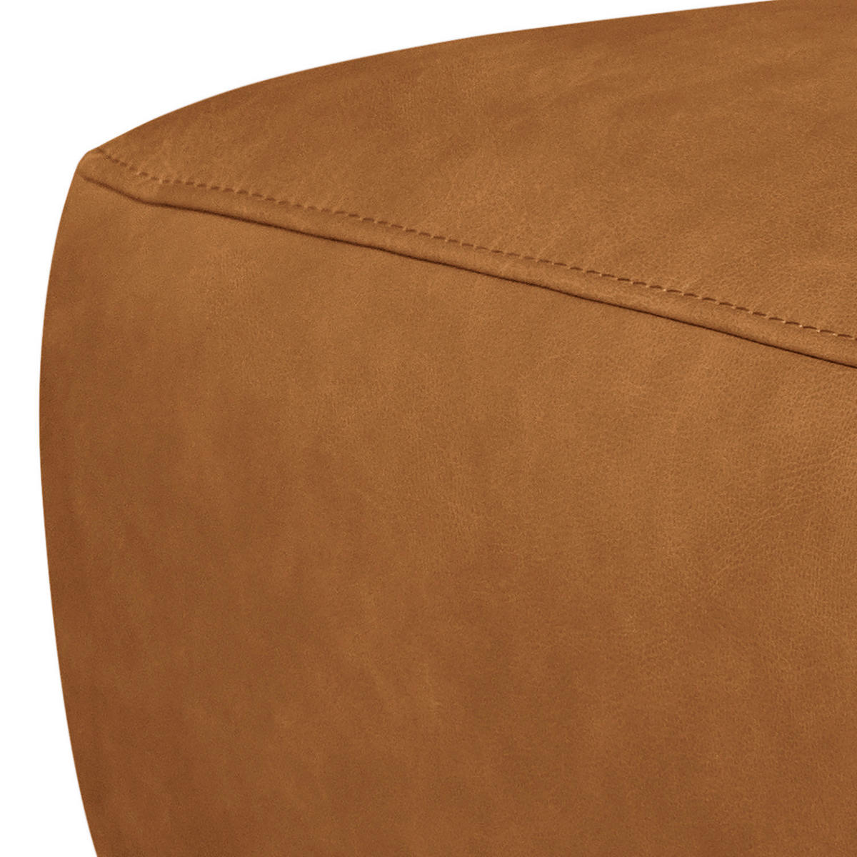 HOCKER Echtleder Cognac  - Chromfarben/Cognac, Design, Leder/Metall (95/46/80cm) - Livetastic