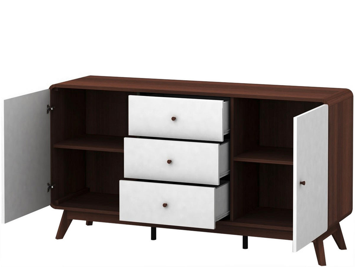 SIDEBOARD 140/75/39 cm  - Walnussfarben/Weiß, Design, Holz/Holzwerkstoff (140/75/39cm) - MID.YOU