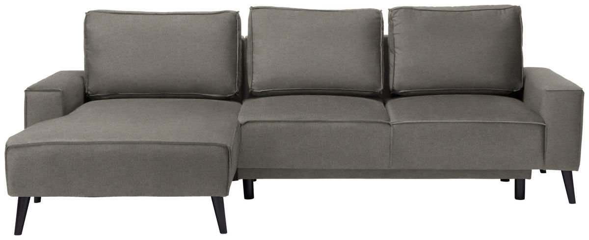 ECKSOFA in Velours Greige  - Greige/Schwarz, KONVENTIONELL, Holz/Textil (161/260cm) - Carryhome