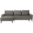 ECKSOFA in Velours Greige - Greige/Schwarz, KONVENTIONELL, Holz/Textil (161/260cm) - Carryhome