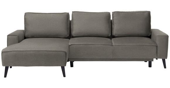 ECKSOFA in Velours Greige - Greige/Schwarz, KONVENTIONELL, Holz/Textil (161/260cm) - Carryhome