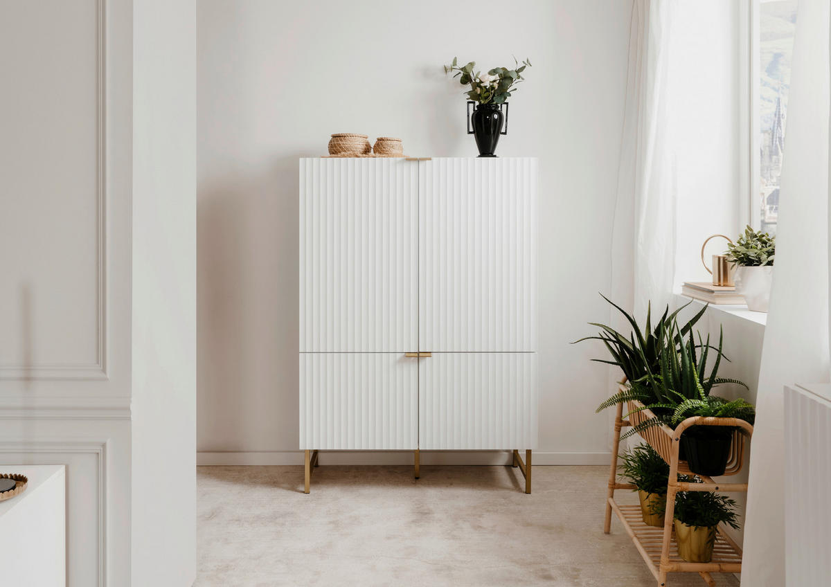 HIGHBOARD - Goldfarben/Weiß, Design, Holzwerkstoff/Kunststoff (100/142/41cm) - MID.YOU