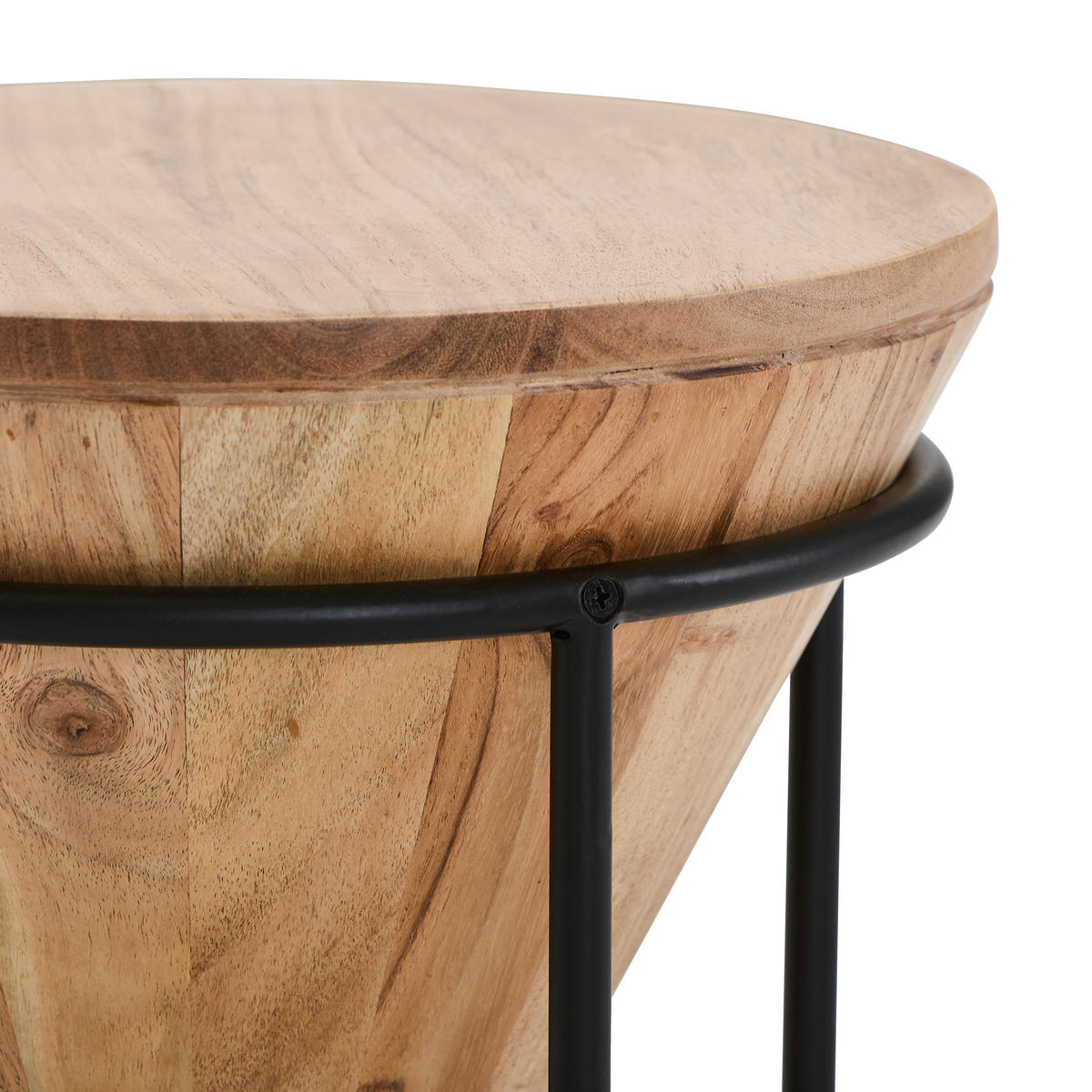 BEISTELLTISCH 31/31/46 cm Akazie vollmassiv Schwarz, Akaziefarben rund  - Schwarz/Akaziefarben, LIFESTYLE, Holz/Metall (31/31/46cm) - Landscape