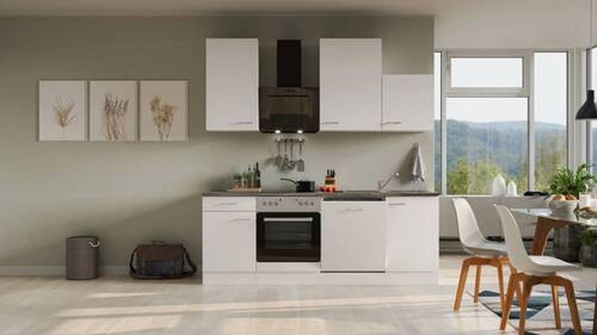 KUCHYNSKÁ LINKA LUCCA 220 - sivohnedá/biela, Modern, kompozitné drevo/plast (220cm) - FlexWell
