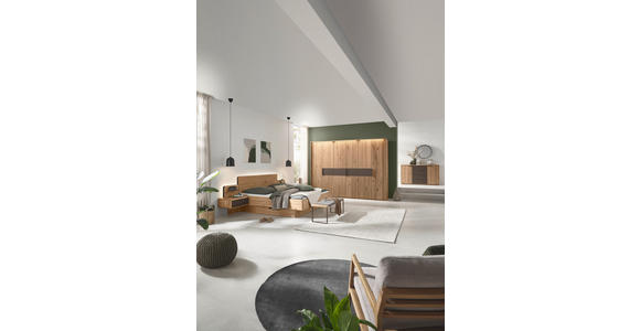 BETT 180/200 cm,  in Bronzefarben, Wildeiche, Befestigungsmaterial, Bettschubladen,  - Wildeiche/Schwarz, Natur, Holz (180/200cm) - Valnatura