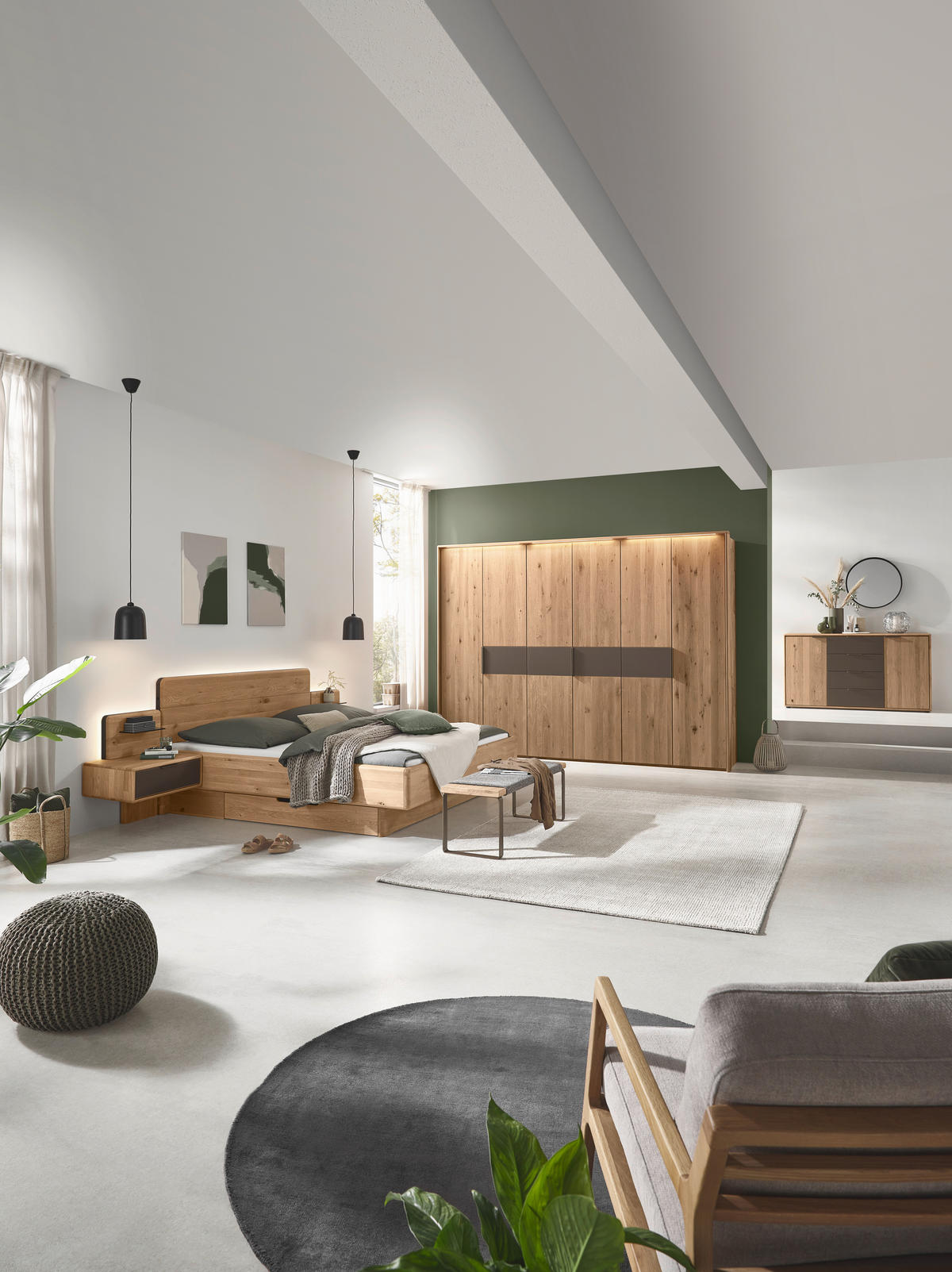 BETTANLAGE - Wildeiche/Bronzefarben, Natur, Glas/Holz (180/200cm) - Valnatura