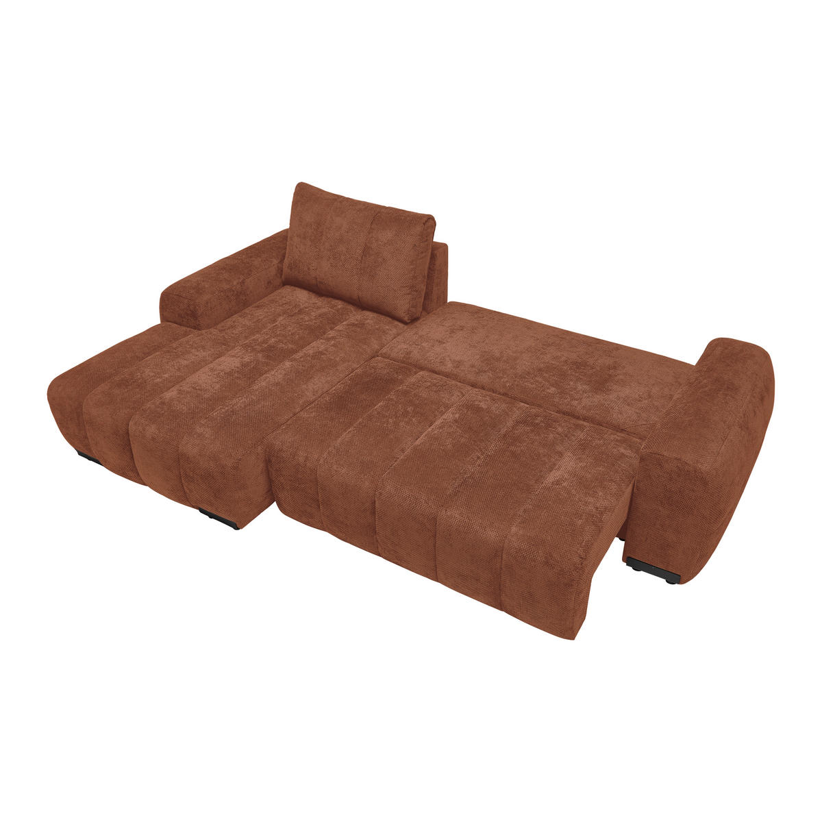 ECKSOFA Flachgewebe Terracotta  - Schwarz Hochglanz/Terracotta, Modern, Textil/Metall (166/93/273cm) - MID.YOU