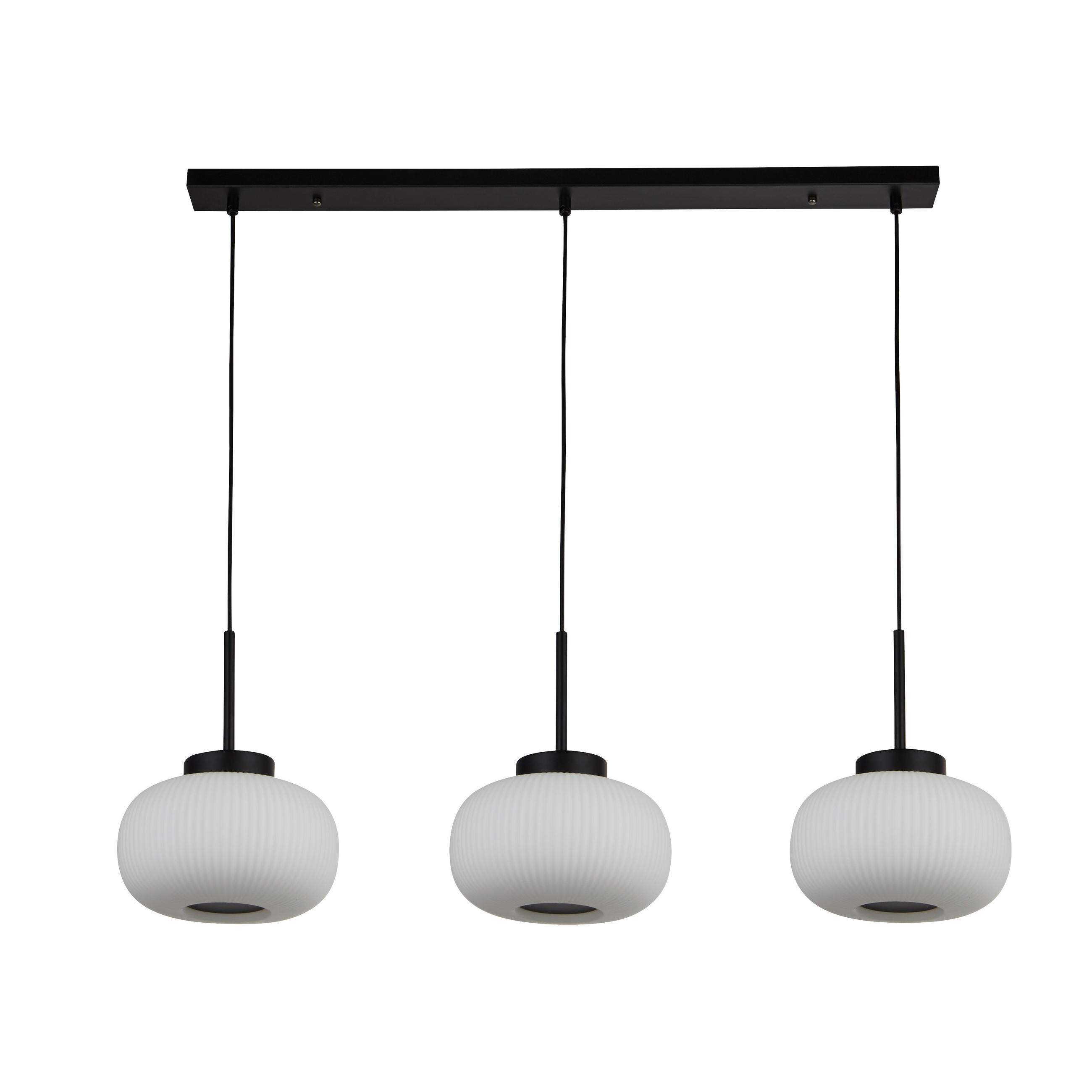 HÄNGELEUCHTE Lumina 104/130/24 cm   - Schwarz/Weiß, Design, Glas/Metall (104/130/24cm)