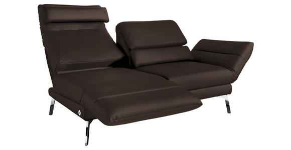 2-SITZER-SOFA Echtleder Dunkelbraun  - Chromfarben/Dunkelbraun, Design, Leder/Metall (198-246/83/96-187cm) - Dieter Knoll