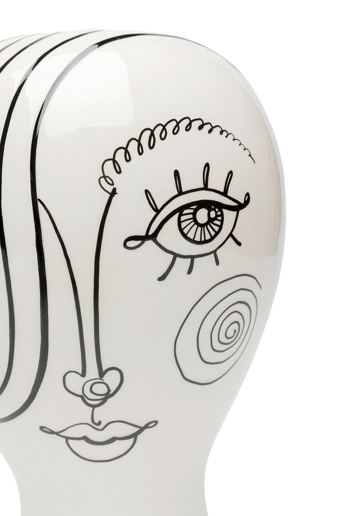 VÁZA, keramika, 30 cm - černá/vysoce lesklá bílá, Konvenční, keramika (19/30/19cm) - Kare-Design