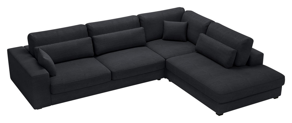 ECKSOFA in Cord Schwarz  - Schwarz, Konventionell, Kunststoff/Textil (314/250cm) - Carryhome
