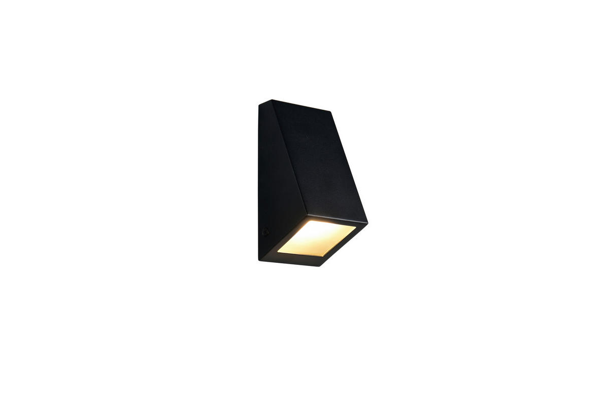 AUßENWANDLEUCHTE Braga 7/7/14,5 cm  - Schwarz/Weiß, Design, Glas/Metall (7/7/14,5cm)